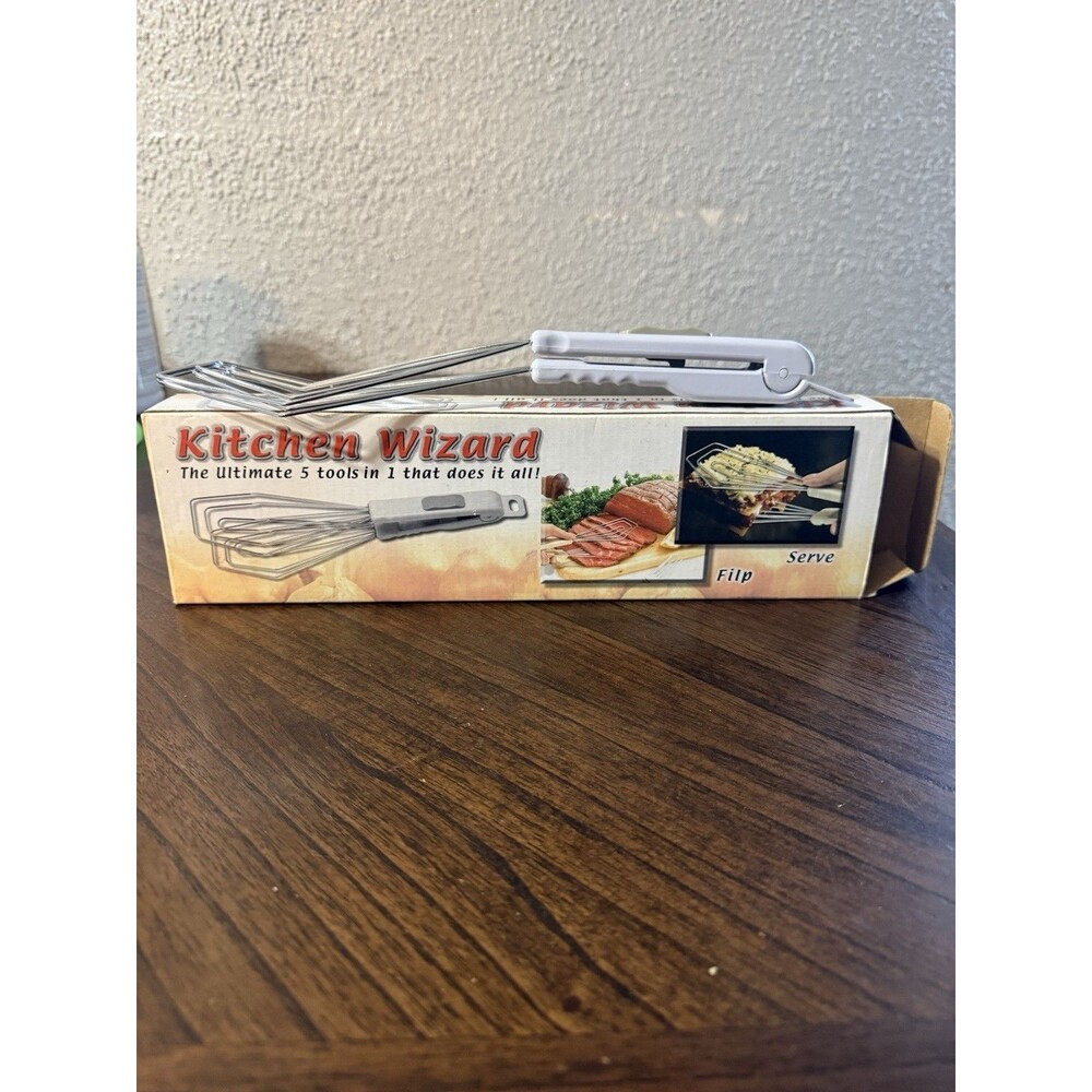 Vintage Kitchen Wizard 5 in 1 Multi Utensil Tool New In Box Whisk Tongs Spatula